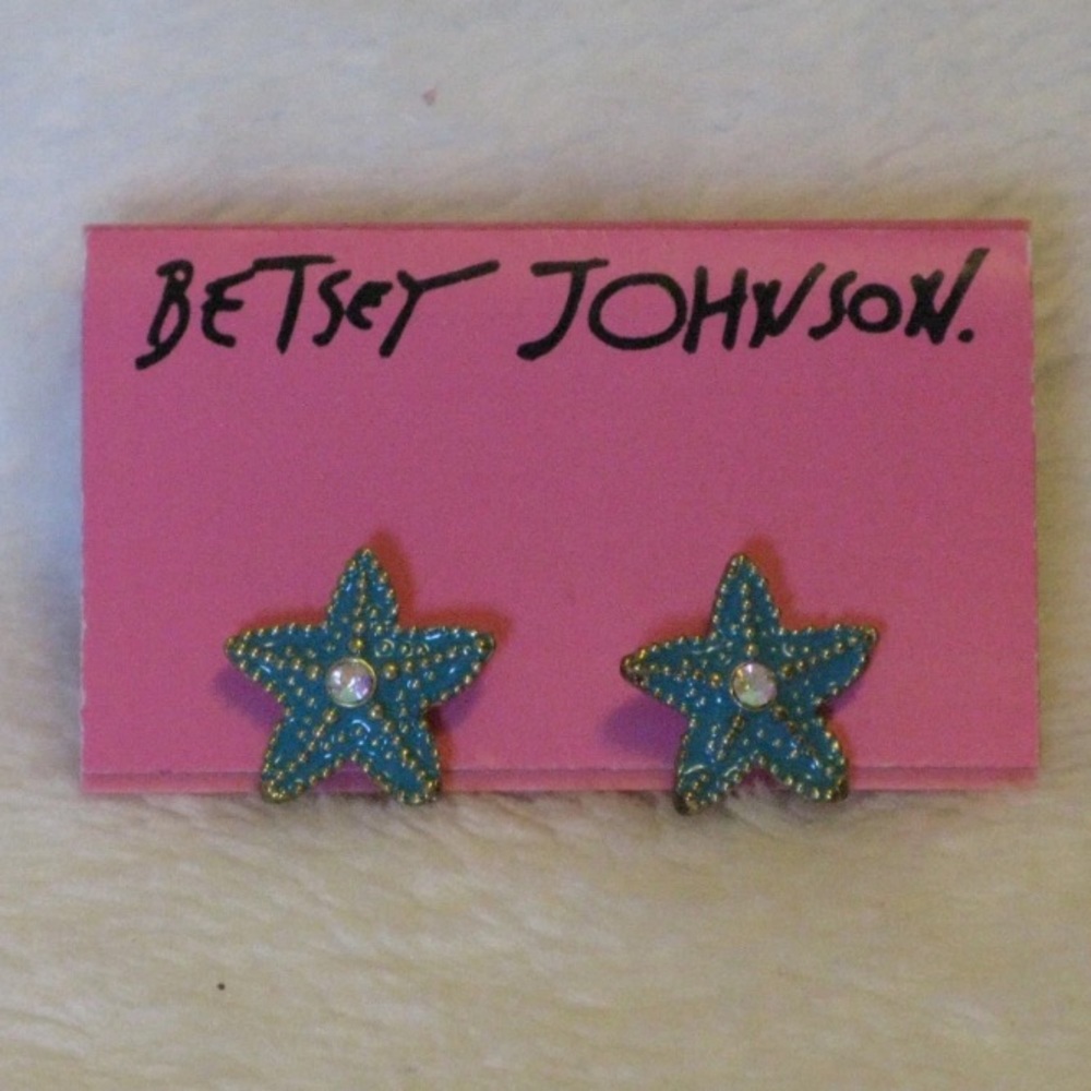 Betsey Johnson Aqua Blue Starfish Stud Earring Set - NWT - Beautiful!